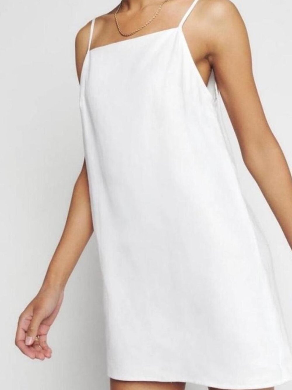 Reformation White Linen Mini Slip Dress